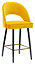 Chelsea Velvet Single Kitchen Bar Stool, Gold Footrest With Black Legs, Padded Seat, Breakfast Bar & Home Barstool, Mustard Yellow