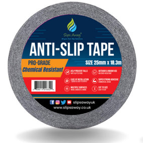Chemical Resistant Safety-Grip Anti-Slip Tape - Black 25mm x 18.3m