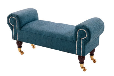 Chenille Aqua Lounge Stool Chaise