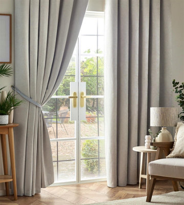 Chenille Blackout Pencil Pleat Top Curtains  229cm x 229cm Silver