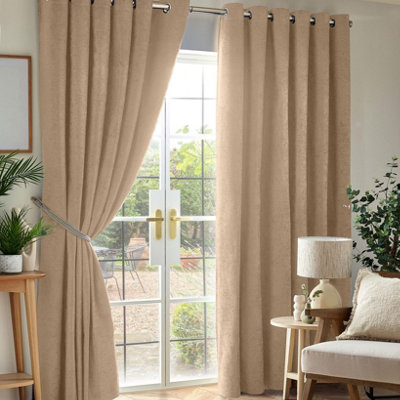 Chenille Blackout Ring Top Eyelet Curtains 229cm x 183cm