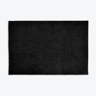 Chenille Bobble Bath Mat Supersoft Microfibre & Non-Slip - Large, Black