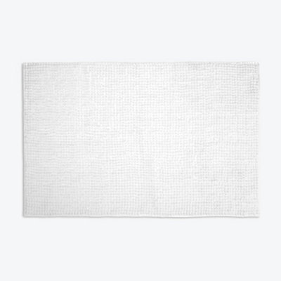 Chenille Bobble Bath Mat Supersoft Microfibre & Non-Slip - Large, White