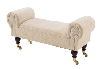 Chenille Cream Lounge Stool Chaise