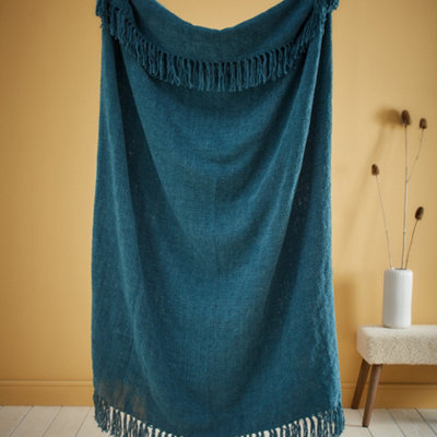 Chenille Eco-Friendly Textured Teal Throw