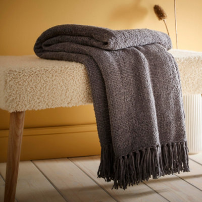 Buy Chenille Eco-Friendly Textured Throw at B&Q