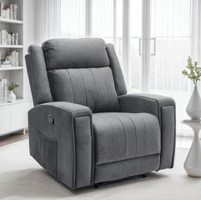 Chenille Fabric Grey Foggia Manual Recliner Chair