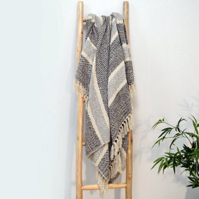 Chenille Herringbone Throw Blanket - Grey, 125 x 150cm