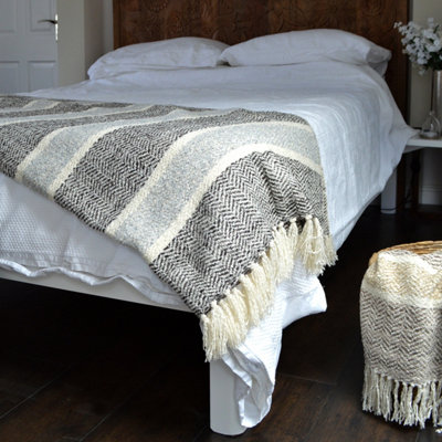 Chenille Herringbone Throw Blanket - Grey, 150 x 200cm