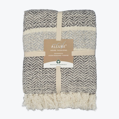 Chenille Herringbone Throw Blanket - Grey, 150 x 200cm