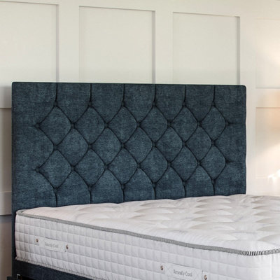 Chenille Navy Platform Top Divan Bed Base 6FT Super King with 4 Drawers ...