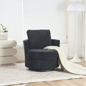 Chenille Swivel Armchair with Back Cushion Pillow Thick Foam Pad, Black