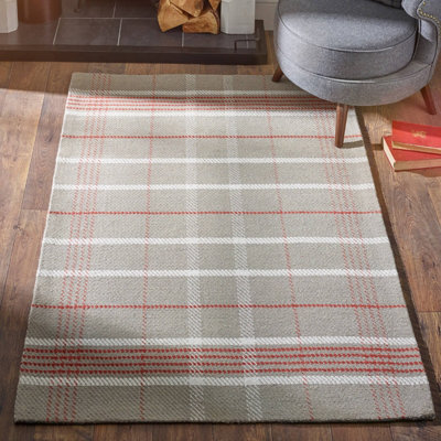 Chequered Handmade Wool Easy to clean  Modern Rug for Bed Room, Living Room, and Dining Room-67cm X 200cm