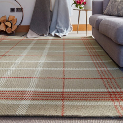 Chequered Handmade Wool Easy to clean  Modern Rug for Bed Room, Living Room, and Dining Room-67cm X 200cm