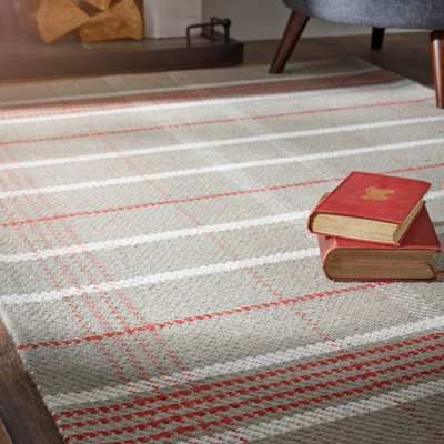 Chequered Handmade Wool Easy to clean  Modern Rug for Bed Room, Living Room, and Dining Room-67cm X 200cm