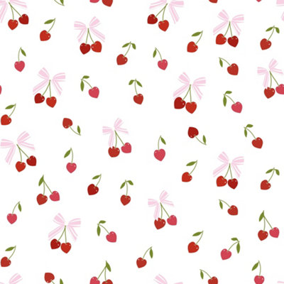 Cherry Kisses Wallpaper in Pink & Red