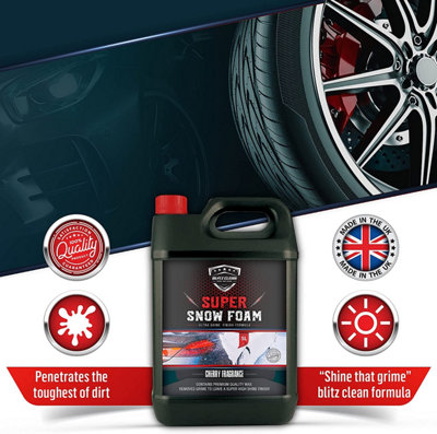 Cherry Snow Foam & Snow Cannon Car Shampoo PH Neutral Wash Detailing Valeting Kit For Car Van Caravan 5L Super Thick Pre Wash - 5