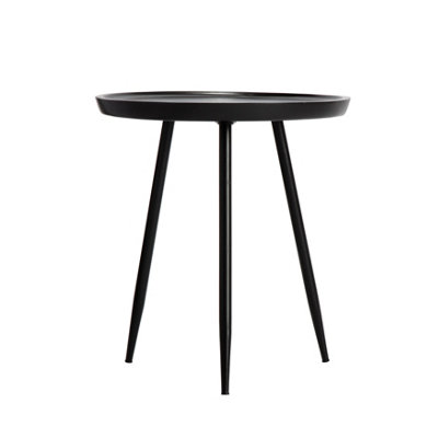 Chervey Black Solid Wood Side Table Round Side Table Living Room ...