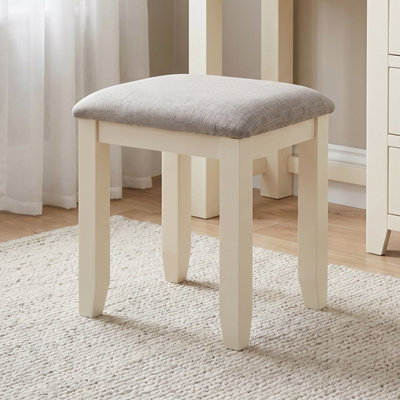 Cheshire Cream Painted Dressing Table Stool with Natural Fabric Seat ...