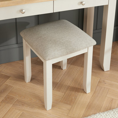 Cheshire Dove Grey Painted Dressing Table Stool with Natural Fabric Seat