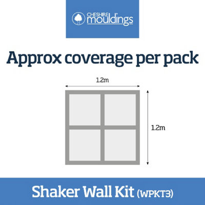 Cheshire Mouldings Medium-density fibreboard (MDF) Shaker Wall panelling kit (H)1200mm (W)63mm (T)9mm 5 Pack