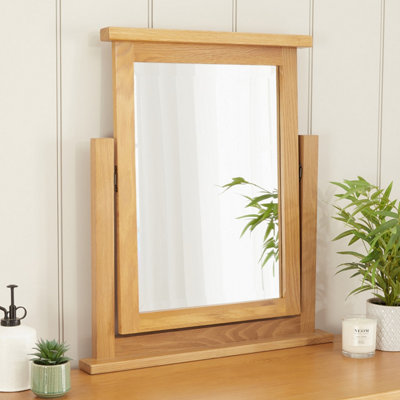 Cheshire Oak Vanity Dressing Table Mirror Premium Quality Pivoting Mirror  Elegant and Durable Ideal for Bedrooms