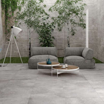 Chess Ash Stone Effect Matt Porcelain Tile / 45 x 45cm
