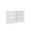 Chest Of 6 Drawers 120cm White Gloss Cabinet Cupboard Bedroom