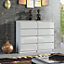Chest Of 8 Drawers 120cm White Gloss Cabinet Cupboard Bedroom
