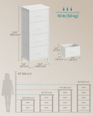 Chest of Drawers, 4 Fabric Drawers Storage Unit, Steel, MDF, Non-Woven ...