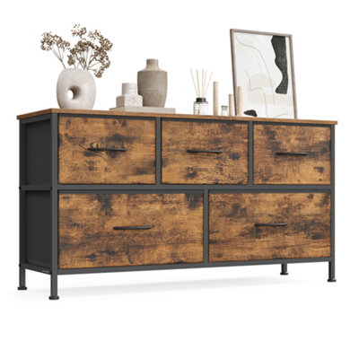 Chest of Drawers, 5 Storage Drawers Bedroom, Storage Unit, Steel, MDF ...