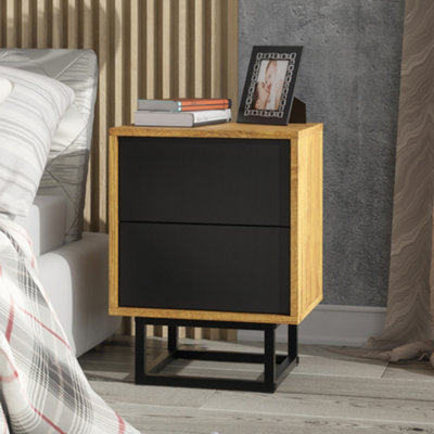 Chest of Drawers 55cm in Loft Retro Vintage Oak Black