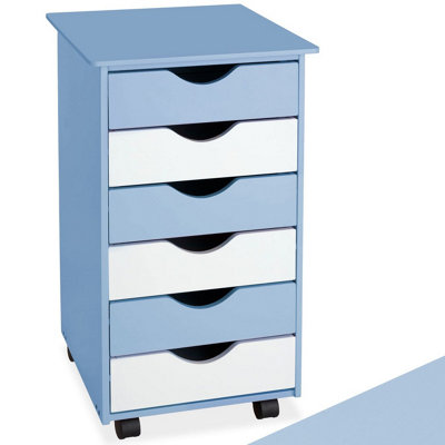 Chest of Drawers, 6 Drawer Wooden Filing Cabinet with 4 Swivel Wheels ...