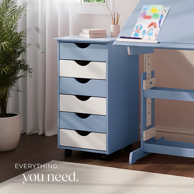 Chest of Drawers, 6 Drawer Wooden Filing Cabinet with 4 Swivel Wheels ...