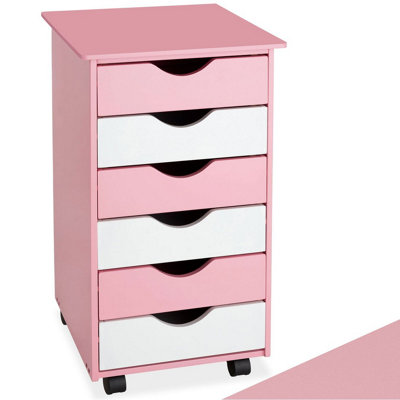 Chest of Drawers, 6 Drawer Wooden Filing Cabinet with 4 Swivel Wheels ...