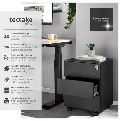 Chest of Drawers Magna - 3 locking drawers, powder-coated steel, 39 x ...