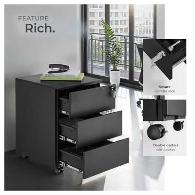 Chest of Drawers Magna - 3 locking drawers, powder-coated steel, 39 x ...