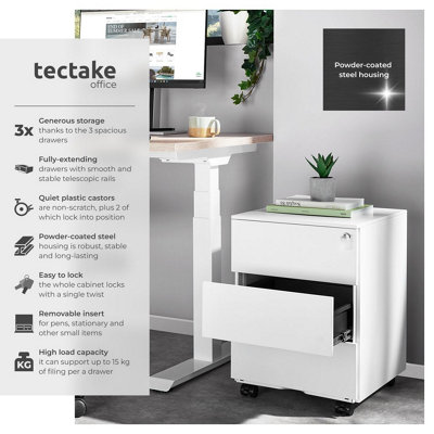 Chest of Drawers Magna - 3 locking drawers, powder-coated steel, 39 x ...