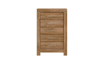Chest of Drawers Tallboy Tall Narrow Soft Close Drawers Medium Oak Effect 70cm Storage Gent
