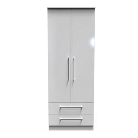 Chester 2 Door 2 Drawer Wardrobe in White Gloss (Ready Assembled)