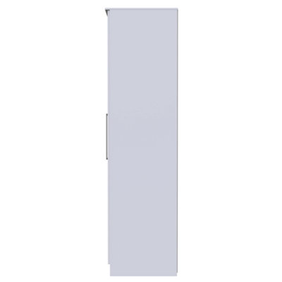 Chester 2 Door Wardrobe in Uniform Grey Gloss & White (Ready Assembled)