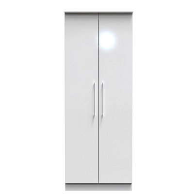 Chester 2 Door Wardrobe in White Gloss (Ready Assembled)