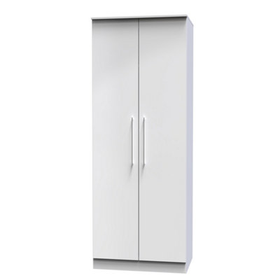 Chester 2 Door Wardrobe in White Gloss (Ready Assembled)