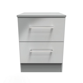 Chester 2 Drawer Bedside Cabinet in Uniform Grey Gloss & Dusk Grey (Ready Assembled)