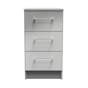 Chester 3 Drawer Bedside Cabinet in Uniform Grey Gloss & Dusk Grey (Ready Assembled)