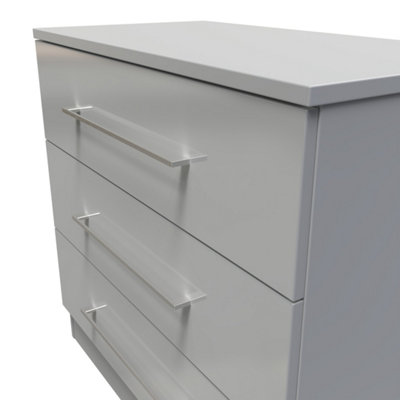 Chester 3 Drawer Chest in Uniform Grey Gloss & Dusk Grey (Ready Assembled)