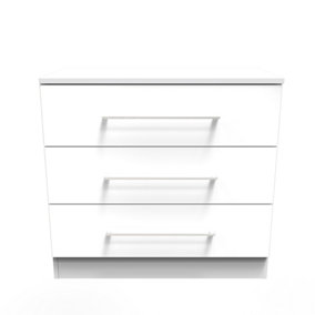 Chester 3 Drawer Chest in White Gloss (Ready Assembled)