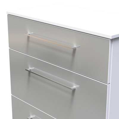 Chester 3 Drawer Deep Chest in Uniform Grey Gloss & White (Ready Assembled)