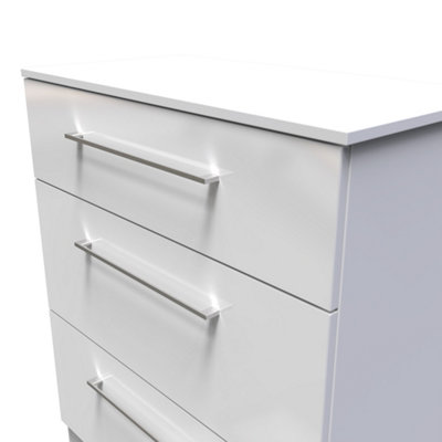Chester 3 Drawer Deep Chest in White Gloss (Ready Assembled)