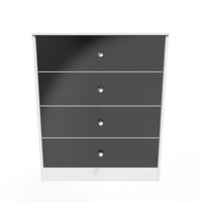Chester 4 Drawer Chest in Black Gloss & White (Ready Assembled)